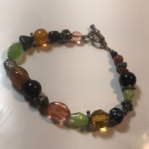Multi bead & gemstone 8 1/4” toggle bracelet